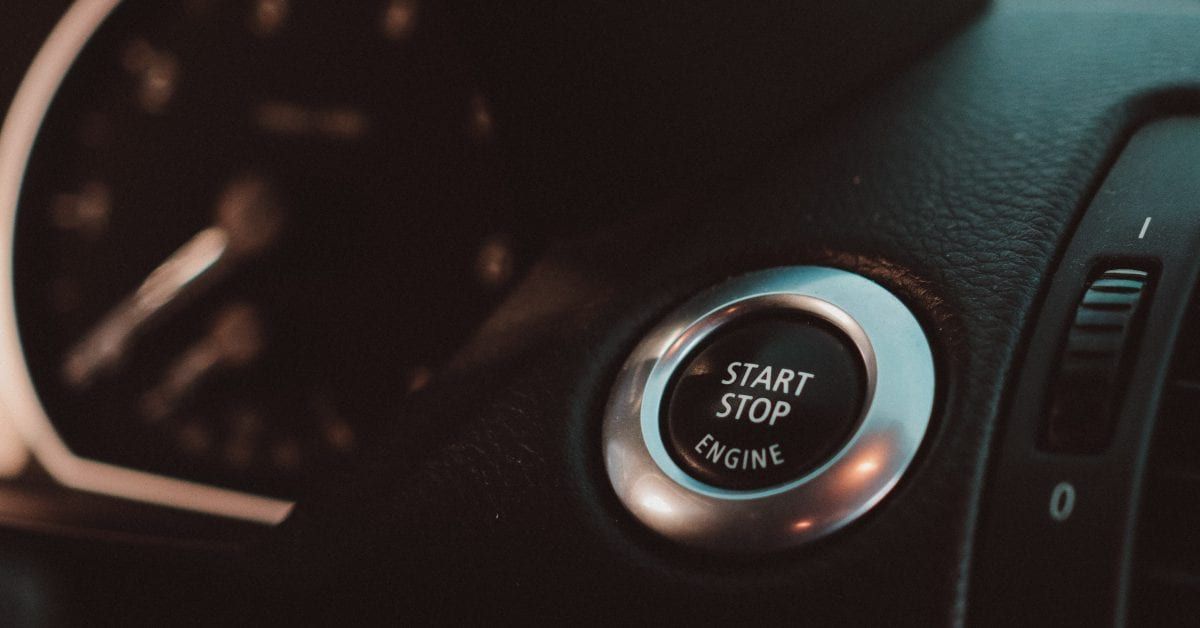 Start/stop engine button on a car dashboard