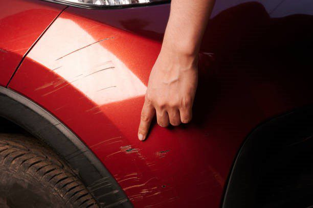 Scratches on car fender