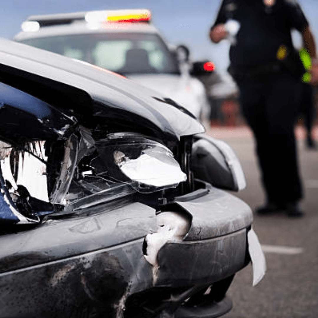 Officer walking to the scene of an accident