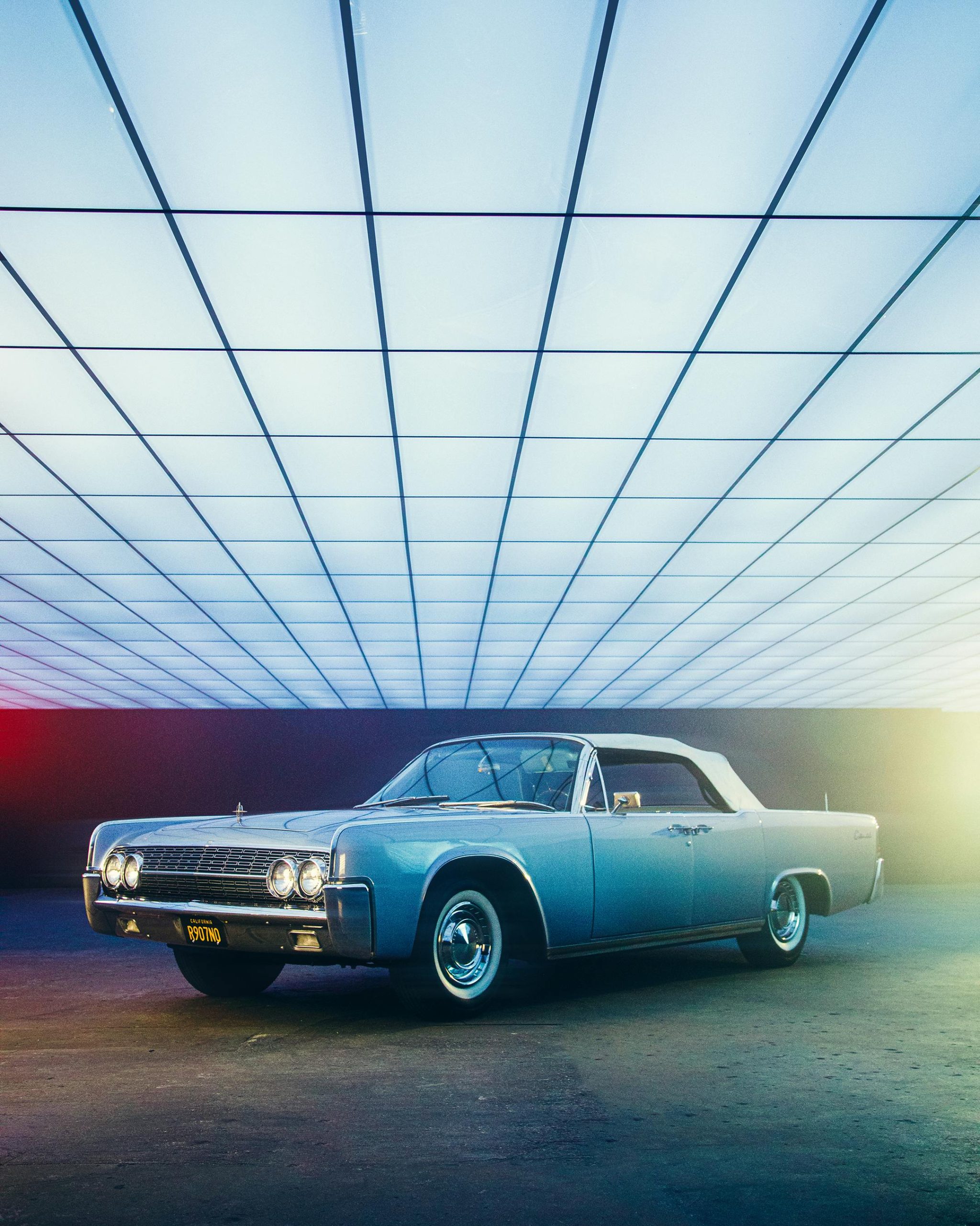 Classic car in garage